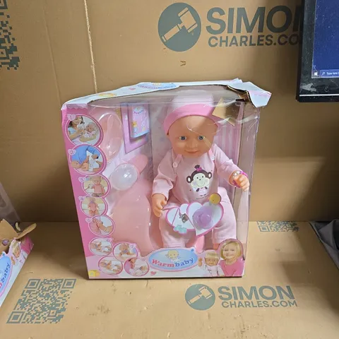 WARM BABY PINK BABY DOLL WITH BOTTLE & ACCESSORIES – BOXED