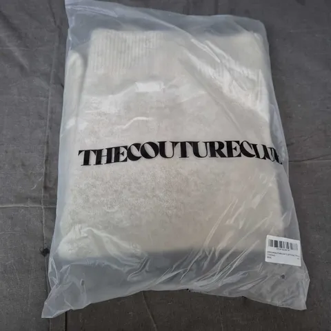 BAGGED THE COUTURE CLUB MONOGRAM EMBLEM FLUFFY KNIT POLO – BEIGE, TCCM3045, XS