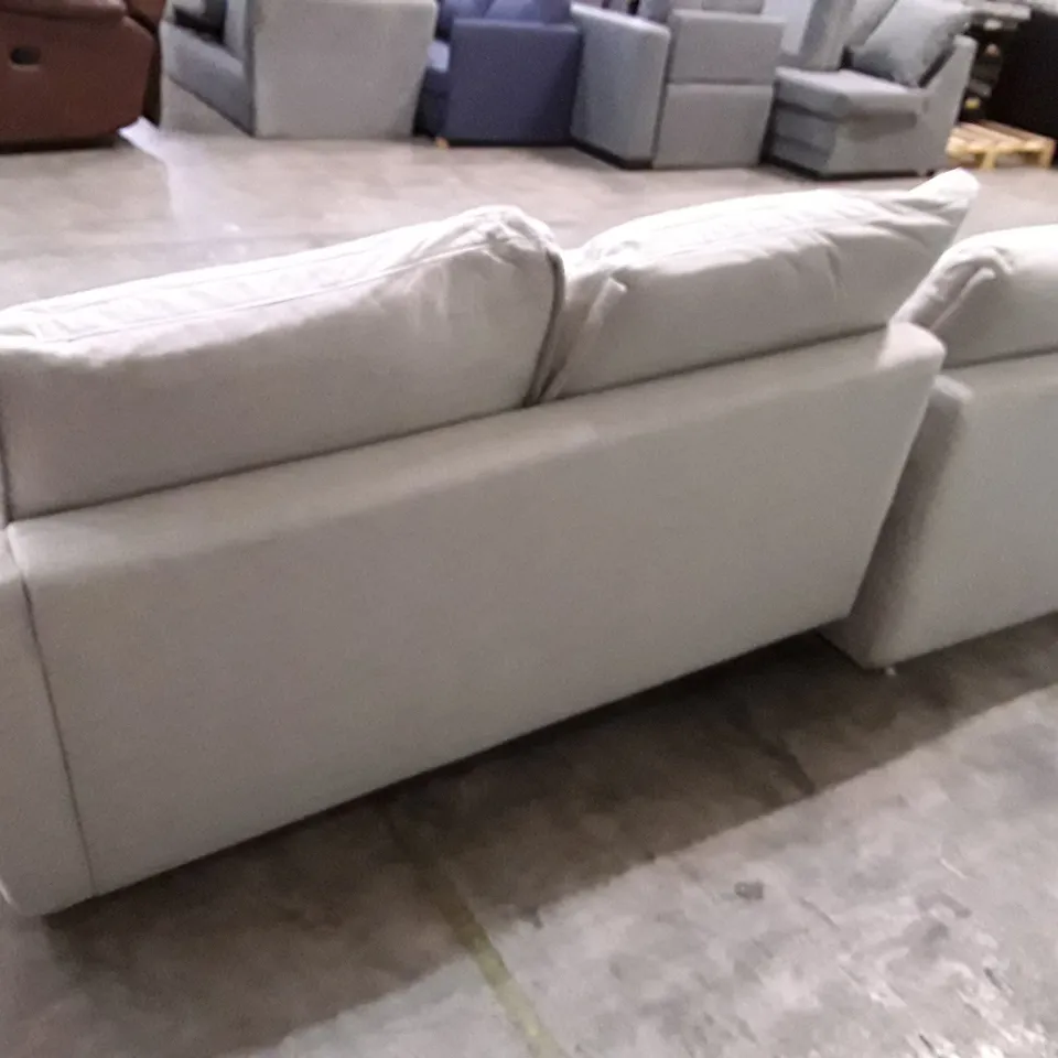 QUALITY DESIGNER CORNER SOFA CHASIE WITH OTTOMAN - LIGHT GREY FABRIC