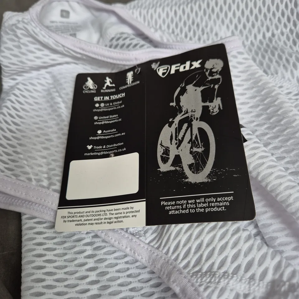 FDX SPORTS WHITE MESH RUNNING TANK TOP – UK L