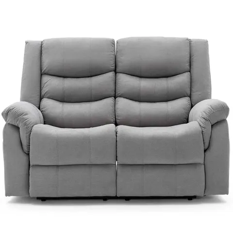 BOXED SEATTLE MANUAL 2 SEATER FABRIC RECLINER SOFA - GREY (1 BOX)