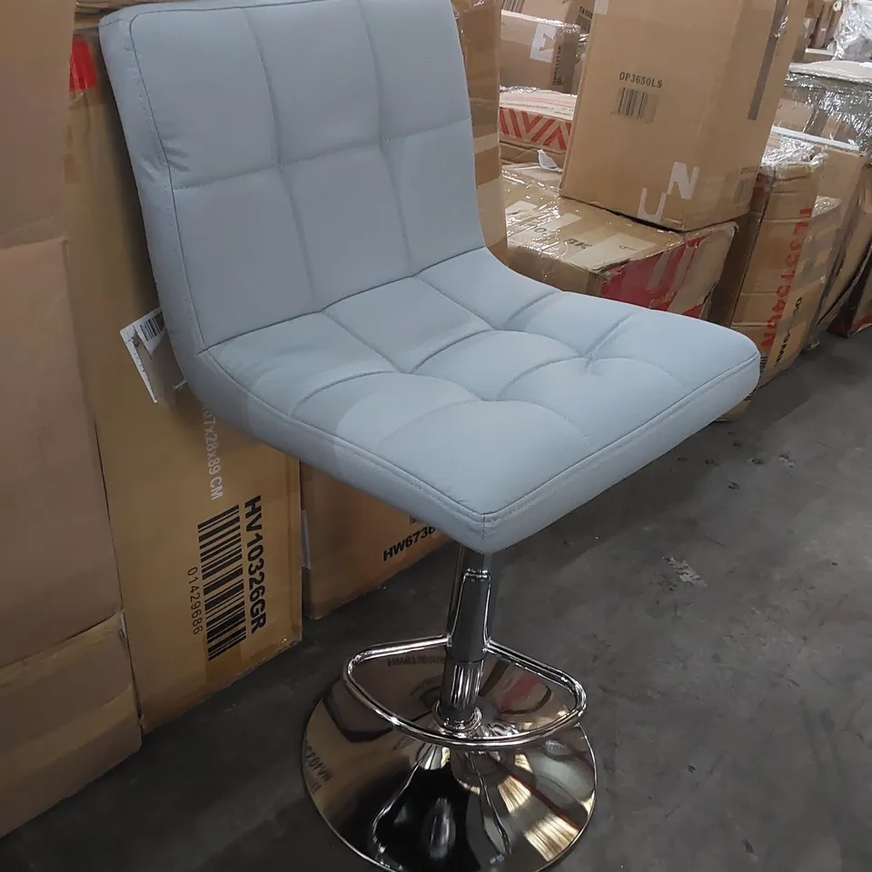 BOXED COSTWAY GREY LEATHER BAR STOOL 