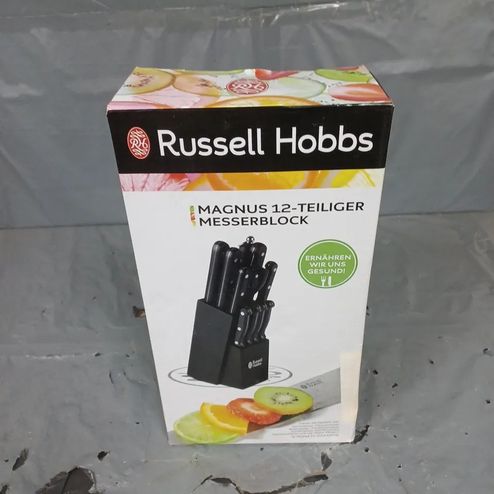 BOXED RUSSELL HOBBS MAGNUS 12 KNIFE BLOCK