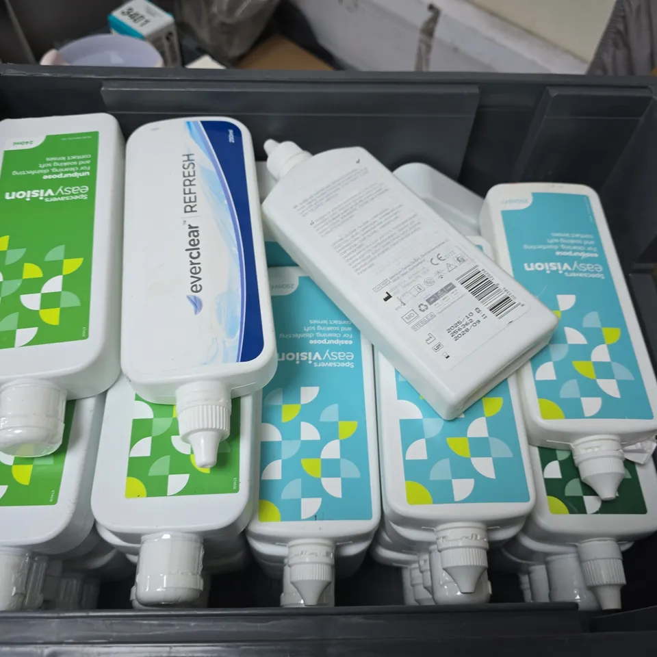 APPROXIMATELY 20 ASSORTED CONTACT LENS SOLUTIONS