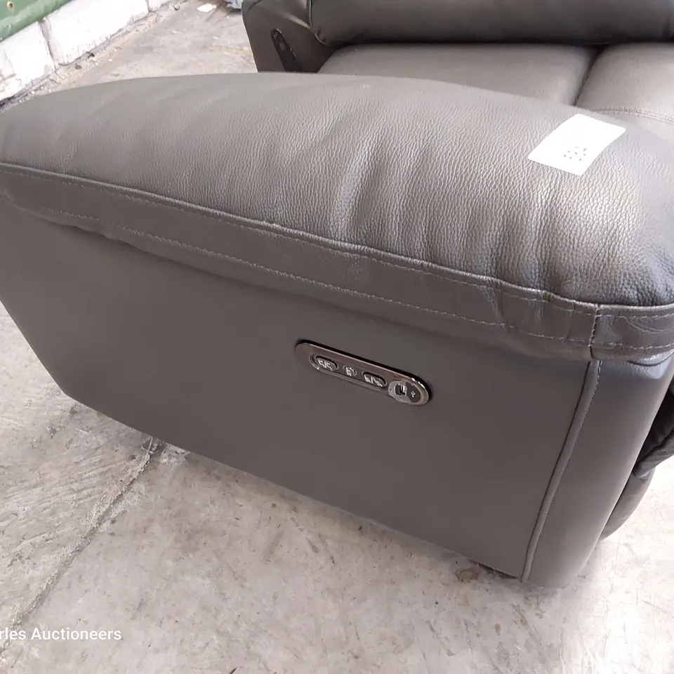 DESIGNER POWER RECLINING EASY CHAIR SEAT BASE CHARCOAL LEATHER 