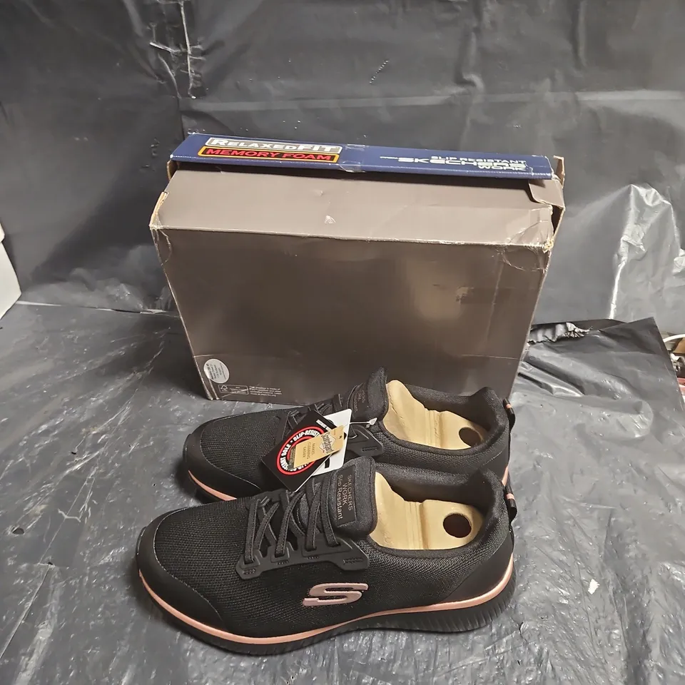 SKECHERS RELAXED FIT MEMORY FOAM SNEAKERS – BLACK, WITH BOX UK SIZE 6
