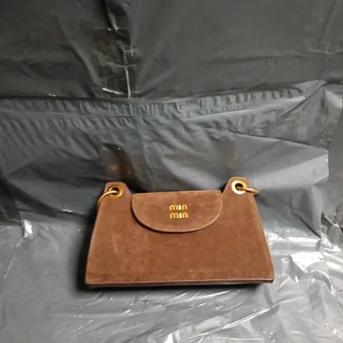 BROWN LEATHER-LOOK CROSSBODY BAG WITH GOLD-TONE HARDWARE