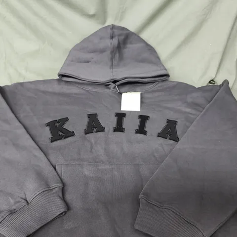 KAIIA SLOGAN OVERSIZED HOODIE – DARK GREY, UK SIZE 16