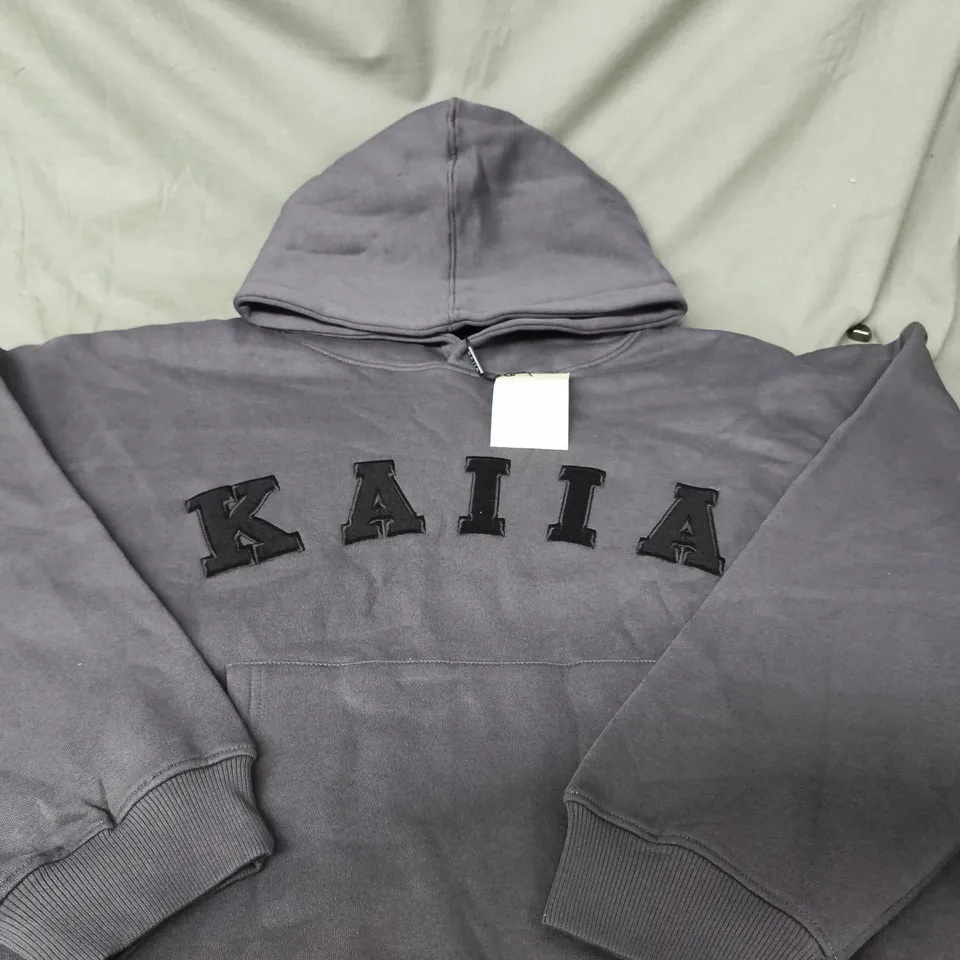 KAIIA SLOGAN OVERSIZED HOODIE – DARK GREY, UK SIZE 16