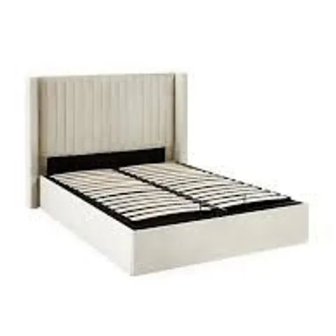 BOXED HAYWOOD KING SIZE END LIFT UP STORAGE OTTOMAN BED - NATURAL (4 BOXES)