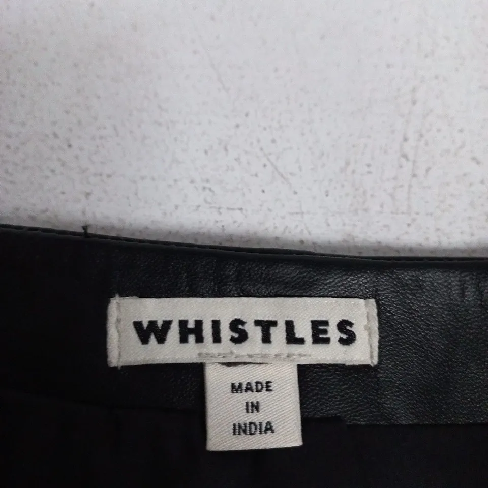 WHISTLES BLACK FAUX LEATHER A-LINE SKIRT – UK 12 (EU 40; US 8)