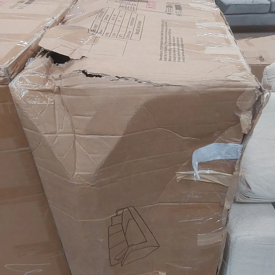 BOXED DESIGNER DARK GREY UPHOLSTERED SOFA