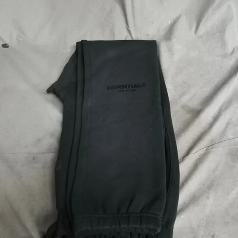 ESSENTIALS BLACK JOGGERS WITH ELASTIC CUFFS - SIZE M