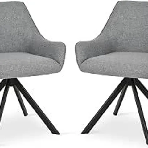 BOXED SWIVEL DINING CHAIRS SET OF 2, 360° SWIVEL - LIGHT GREY (1 BOX)