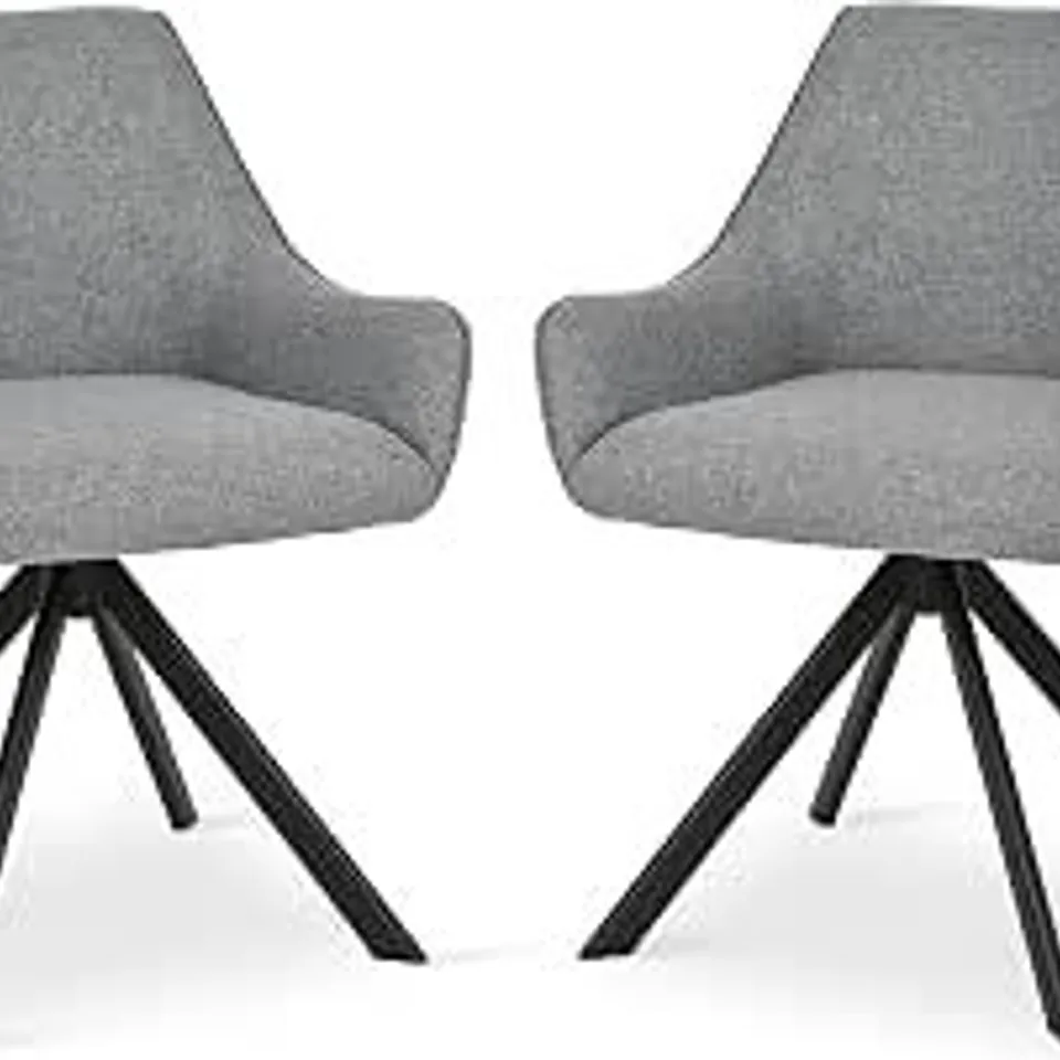 BOXED SWIVEL DINING CHAIRS SET OF 2, 360° SWIVEL - LIGHT GREY (1 BOX)