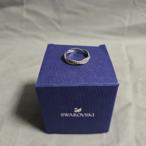 SWAROVSKI SILVER-TONE RING WITH PAVÉ CRYSTALS 