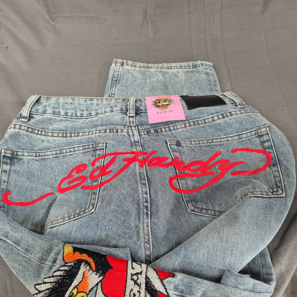 ED HARDY TRUE TIL DEATH RELAXED JEANS SIZE W30