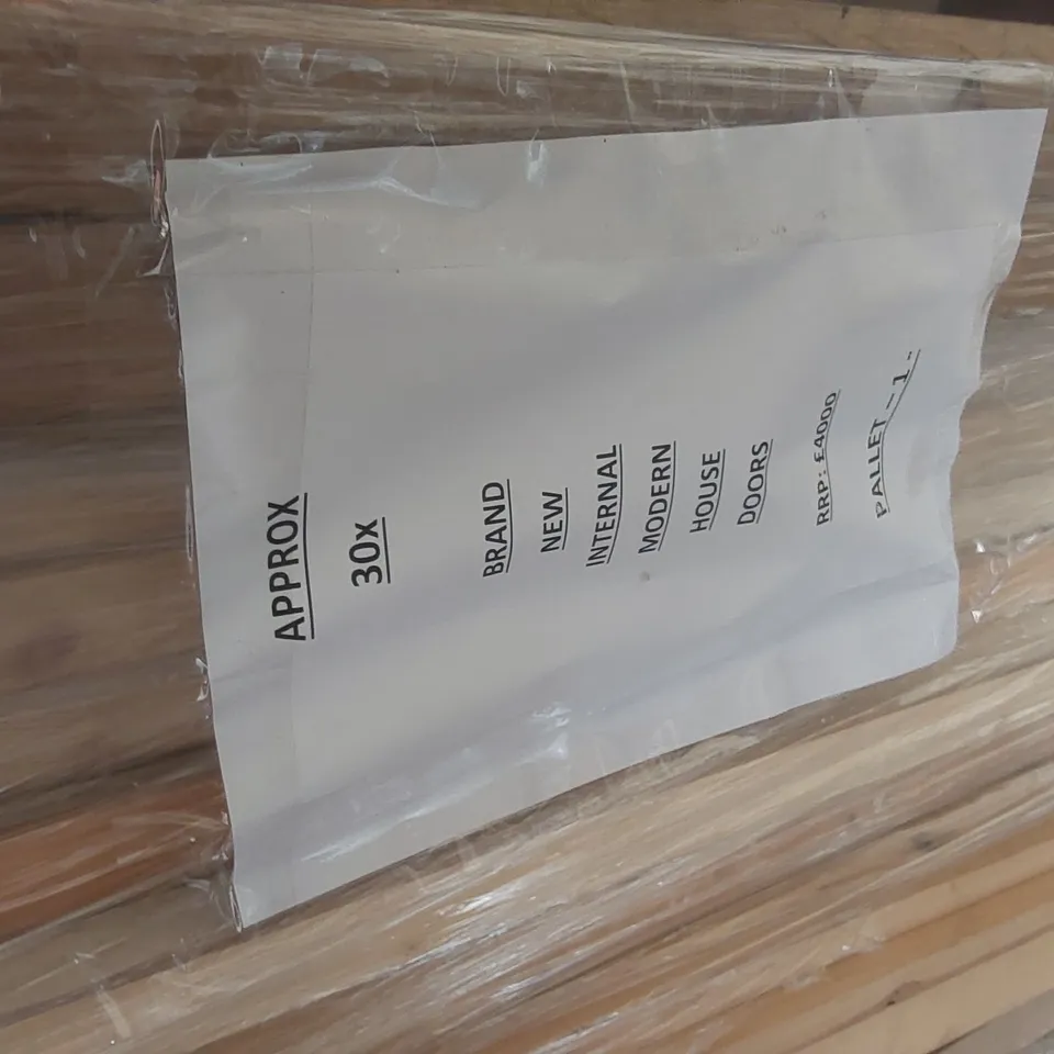 PALLET CONTAINING A VERY LARGE QUANTITY OF ASSORTED DOORS