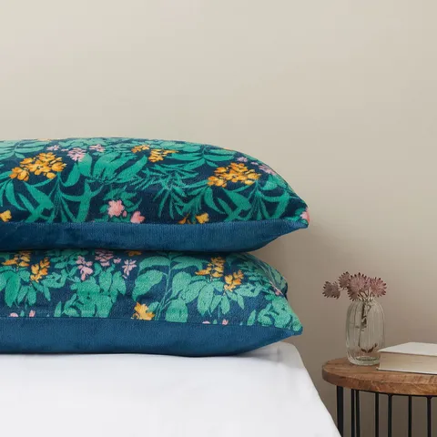 COZEE HOME VELVETSOFT SET OF 2 JEWELLED FLORALS PRINTED PILLOWCASES