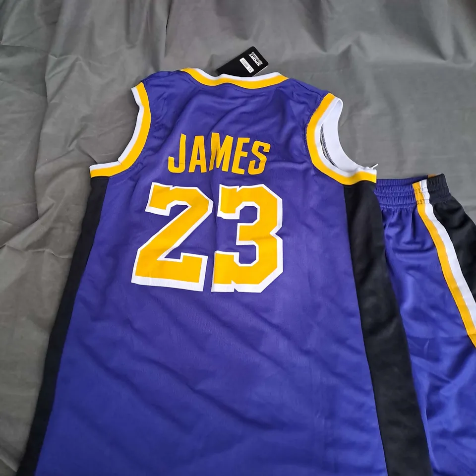 LAKERS SPORT BASKETBALL JERSEY SHORTS SET IN PURPLE YELLOW SIZE XL 