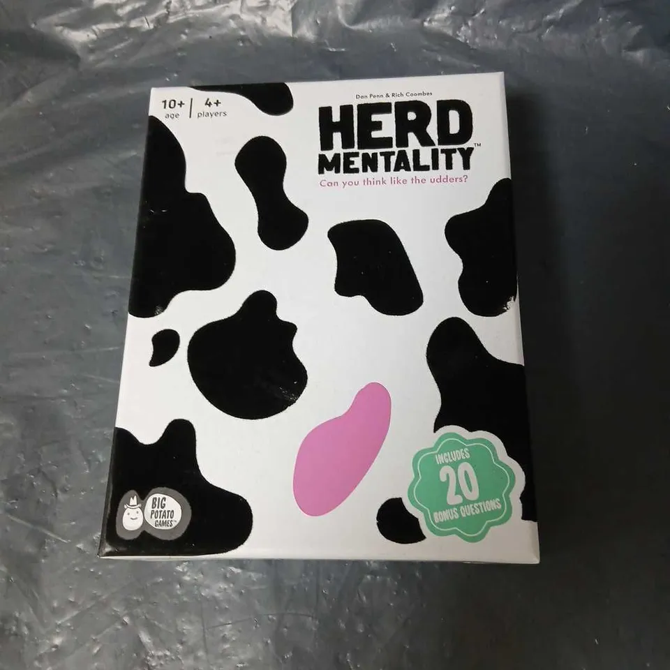 HERD MENTALITY BOARD GAME – BIG POTATO GAMES, 4+ PLAYERS, 10+ AGE, INCLUDES 20 BONUS QUESTIONS