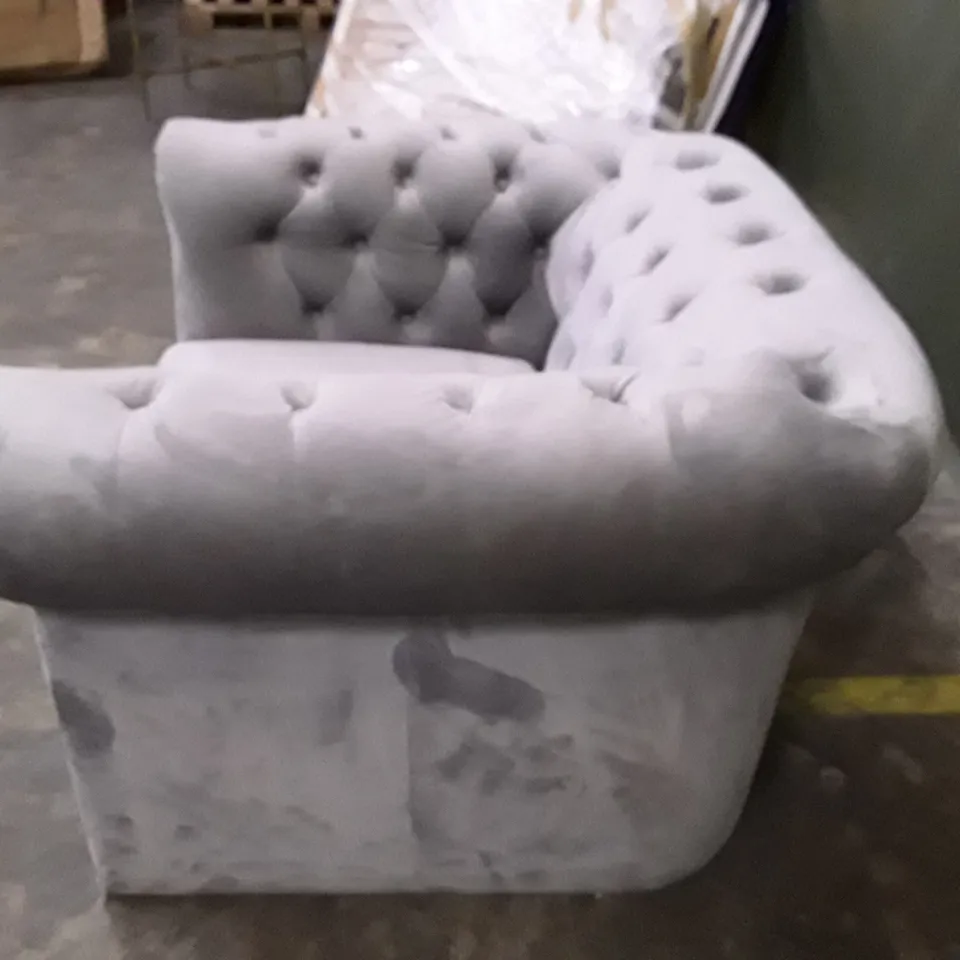 QUALITY DESIGNER ANZLA ARMCHAIR - GREY SUADE FABRIC 