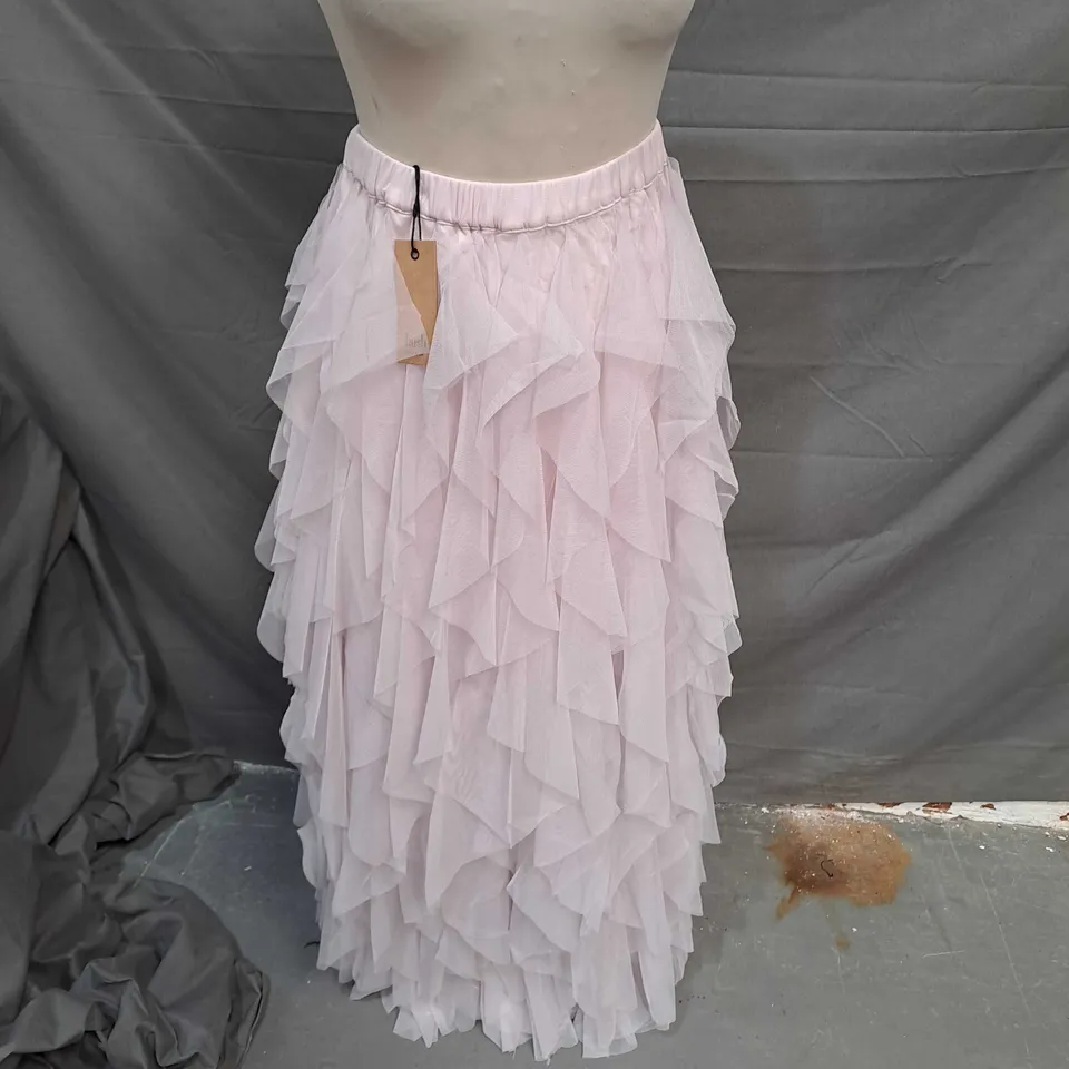 HUSH FLORIZA RUFFLED SKIRT PALE PINK 