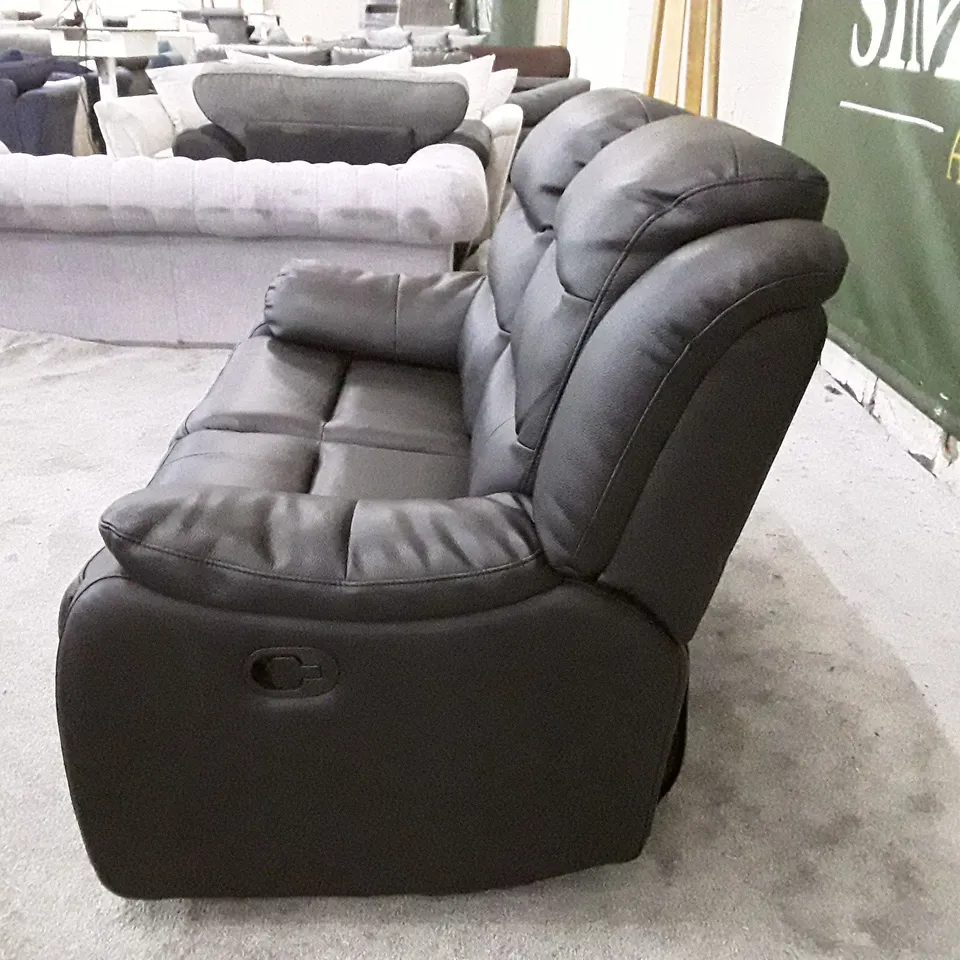 QUALITY DESIGNER ROTHBURY 2 SEATER MANUAL RECLINER SOFA - BLACK LEATHER