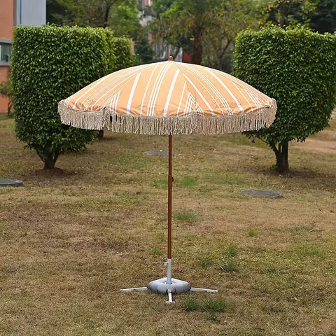 BOXED LIVMORE 2 M STRIPE PATTERN ROUND PARASOL IN ORANGE - COLLECTION ONLY