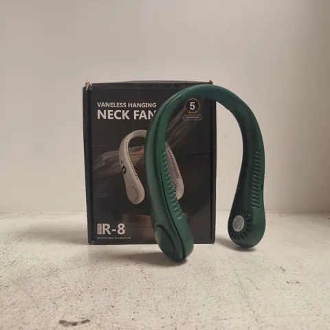 BOXED UNBRANDED R-8 VANELESS HANGING NECK FAN IN GREEN