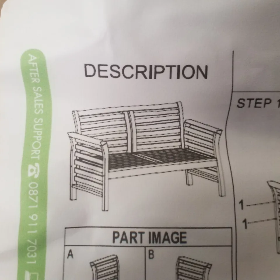 BOXED GARDEN GEAR ACACIA 2 SEATER SOFA
