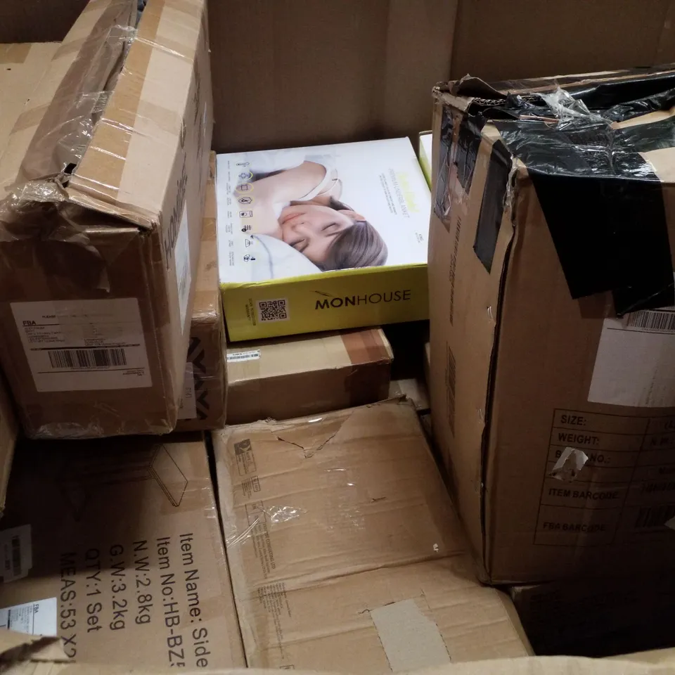 PALLET CONTAINING ASSORTED PRODUCTS INCLUDING HEATED THROW, OFFICE CHAIR, 3-TIER GARMENT ROLLING RACK & SIDE TABLE
