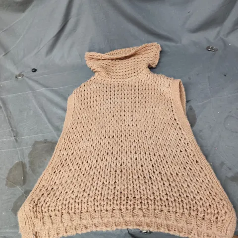 MINT VELVET BEIGE CHUNKY KNIT SLEEVELESS VEST UK S
