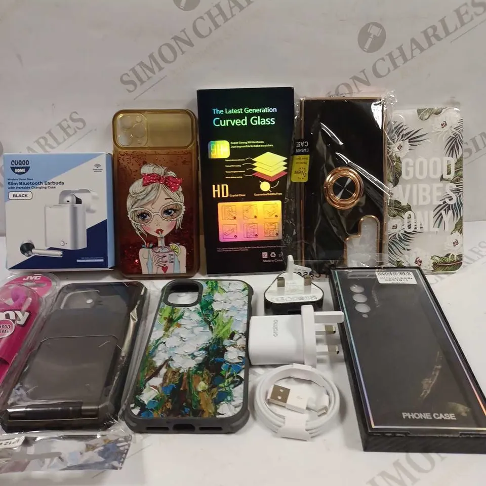 LOT TO CONTAIN APPROX 20 X ASSORTED PHONE ACCESSORIES, INCLUDES PHONE CASES, SCREEN PROTECTORS, CHARGERS ETC 