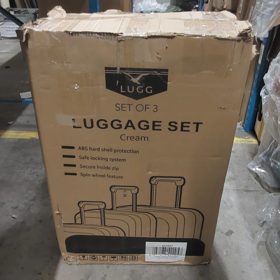 BOXED LUGG SET OF APPROXIMATELY 3 SUITCASES - CREAM