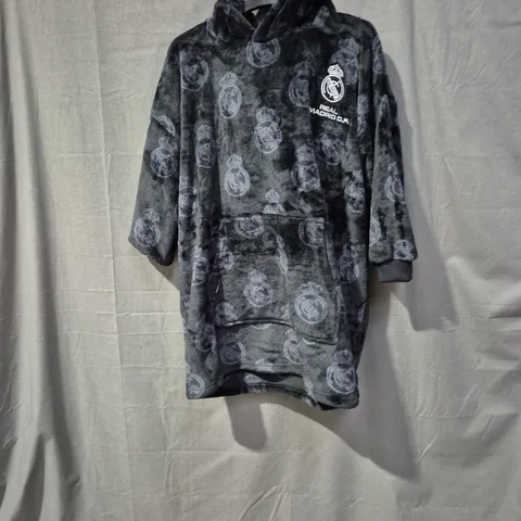 UK 9-10 YEARS REAL MADRID C.F. KIDS' HOODED BATHROBE – BLACK