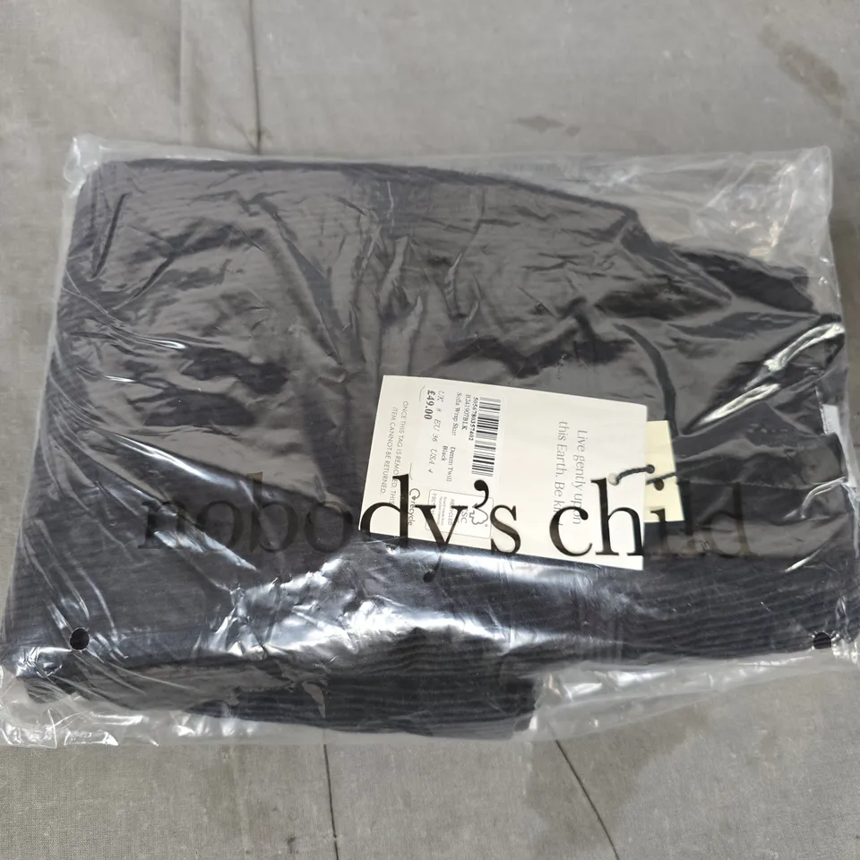 BAGGED NOBODY'S CHILD SOFIA WRAP SKIRT IN BLACK SIZE UK 8