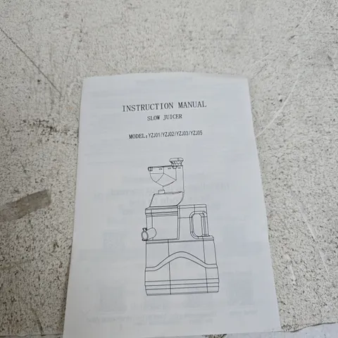 SLOW JUICER – INSTRUCTION MANUAL INCLUDED (MODEL YZJ01/YZJ02/YZJ03/YZJ05)