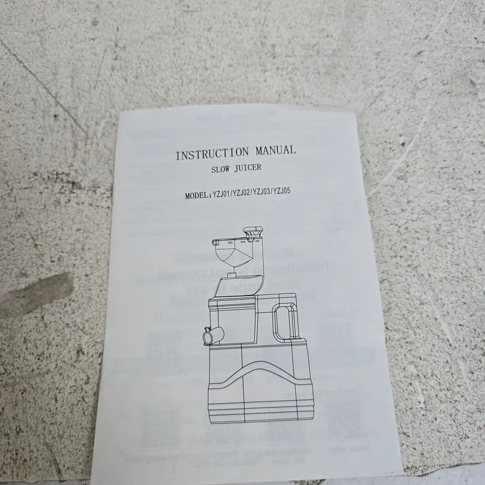 SLOW JUICER – INSTRUCTION MANUAL INCLUDED (MODEL YZJ01/YZJ02/YZJ03/YZJ05)