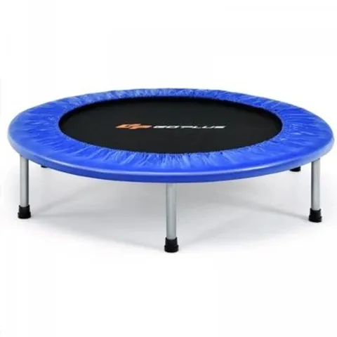 BOXED COSTWAY Ø101 CM MINI TRAMPOLINE WITH HEIGHT-ADJUSTABLE HANDLE & 2 RESISTANCE BANDS