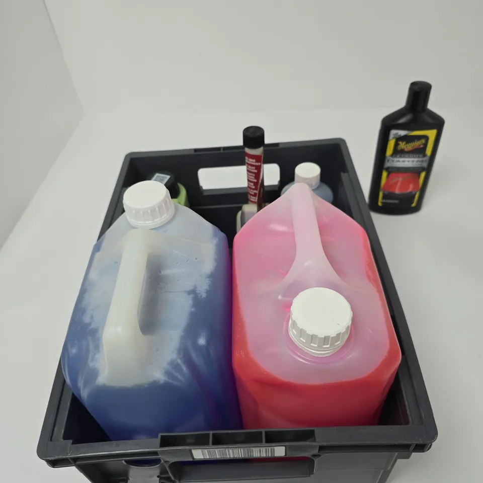 TOTE OF APPROXIMATELY 7 ASSORTED AUTO LIQUIDS TO INCLUDE: COLOUR AND CLARITY CORRECTOR 
