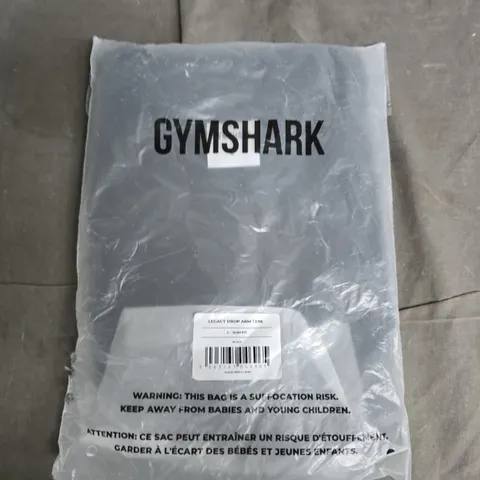 BAGGED GYMSHARK LEGACY DROP ARM TANK IN BLACK - LARGE