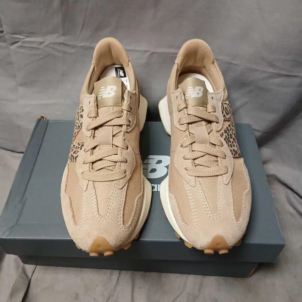 NEW BALANCE WOMEN’S 327 SNEAKERS – BEIGE WITH LEOPARD PRINT, UK 5 (EU 37.5) 