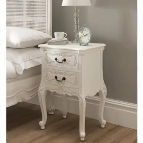 BRAND NEW BOXED HOMESDIRECT365 HOMES DIRECT 365 BELLE WHITE ANTIQUE FRENCH STYLE NIGHTSTAND TABLE | WOODEN BEDSIDE