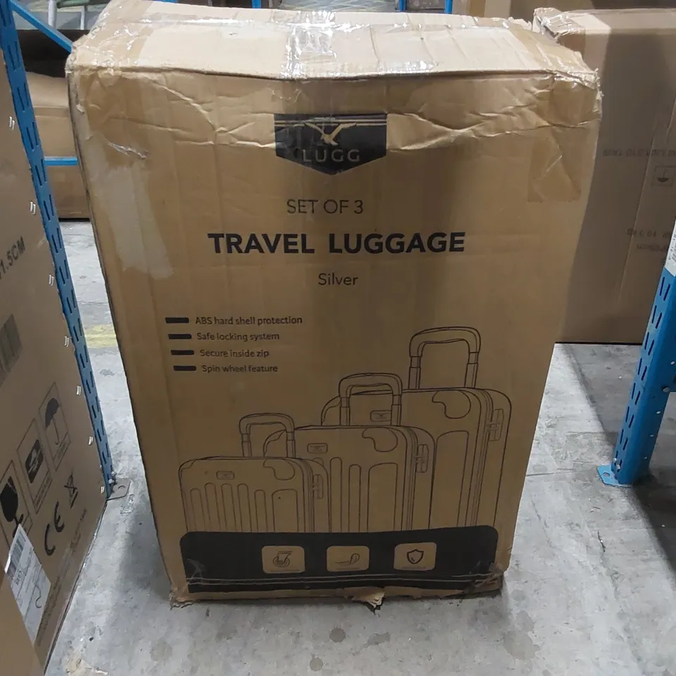 BOXED LUGG SET OF 3 TRAVEL LUGGAGE SUITCASES - SILVER