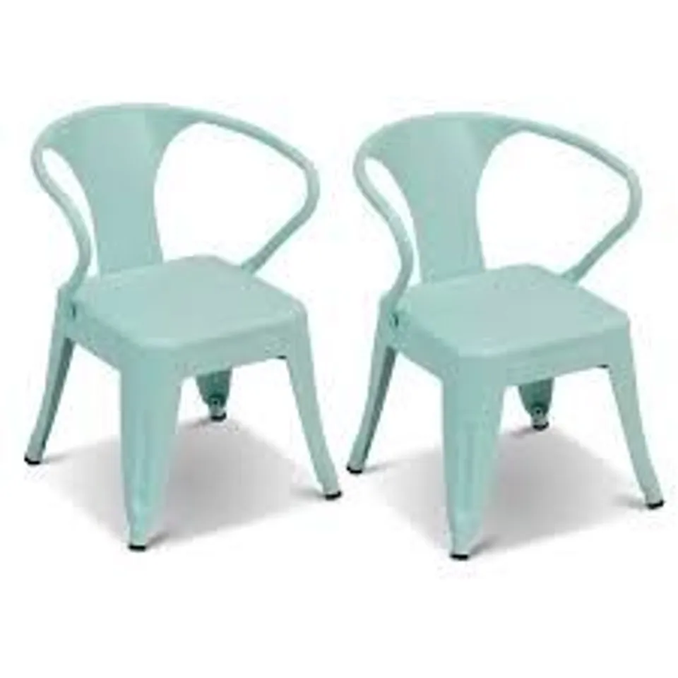 BOXED COSTWAY SET OF 2 BLUE KIDS STEEL CHAIR