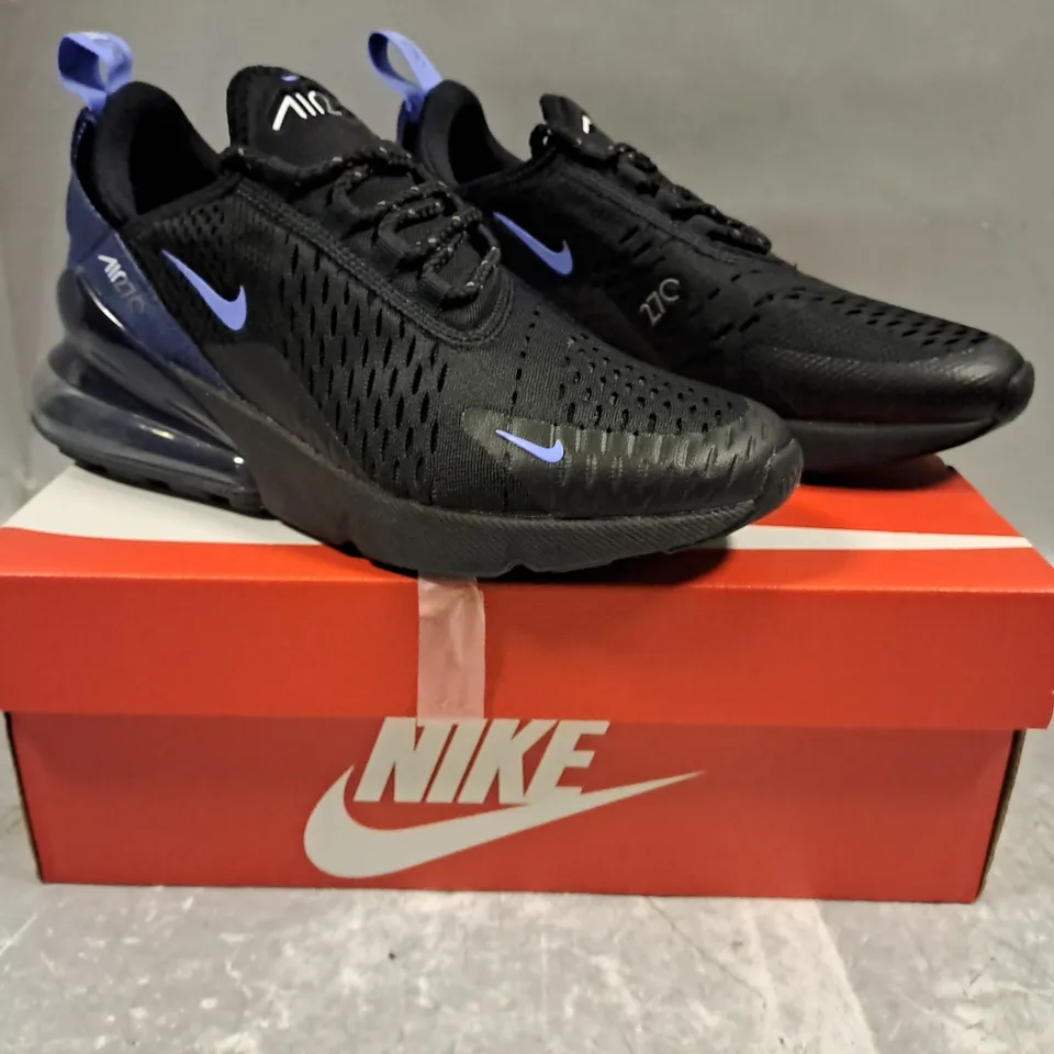 BOXED PAIR OF NIKE AIR MAX 270 SHOES IN BLACK/ROYAL PULSE UK SIZE 5