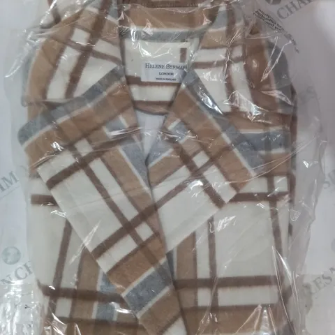 BOXED HELENE BERMAN DOUBLE BREASTED CHECK COAT IN IVORY