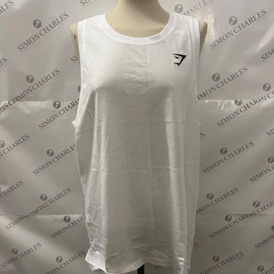GYMSHARK TRAINING TANK TOP IN WHITE SIZE L