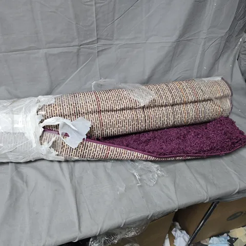  RUG WITH PURPLE SHAG EFFECT - WIDTH 80CM LENGTH UNSPECIFIED 